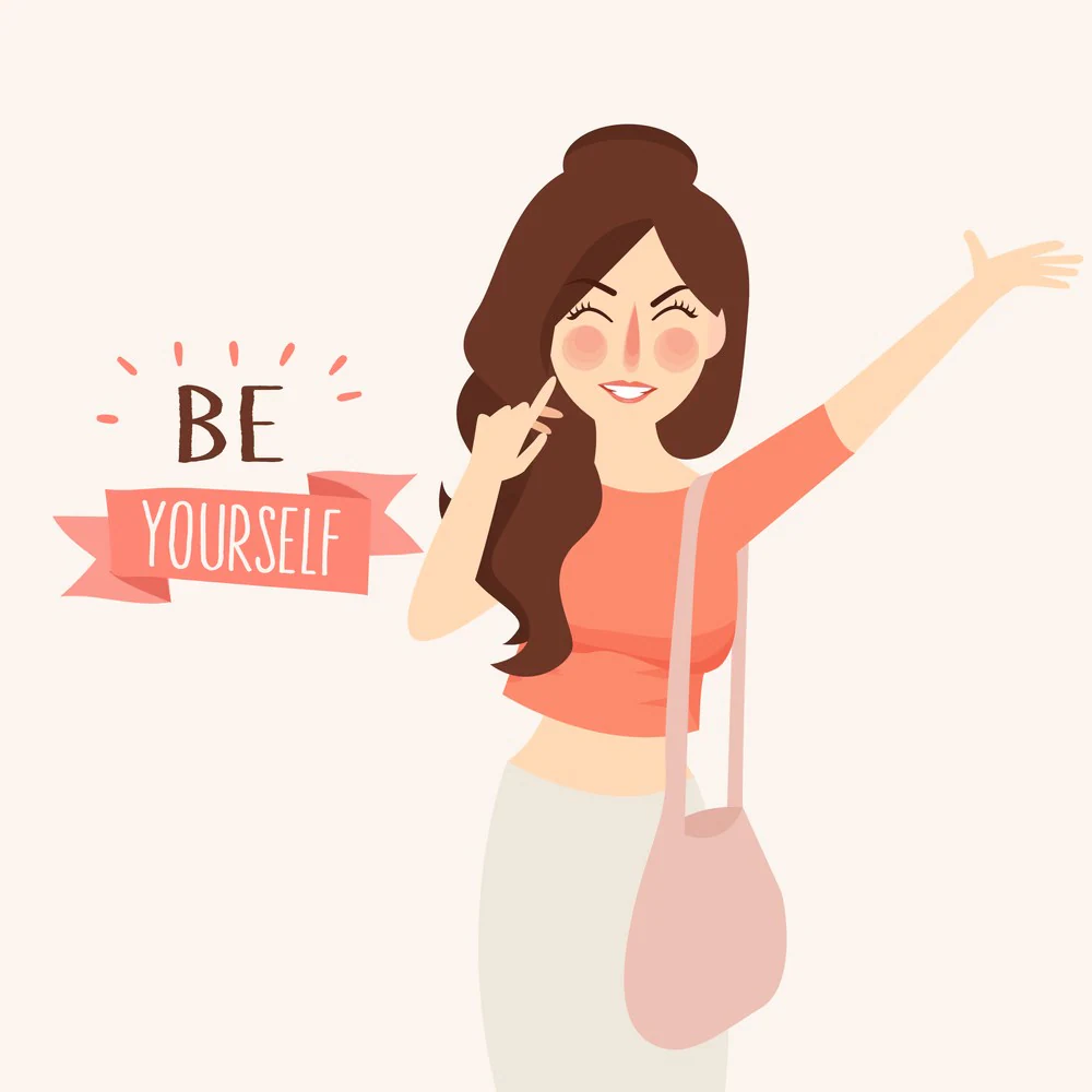Εικονογράφηση γυναίκας με το μήνυμα Be Yourself